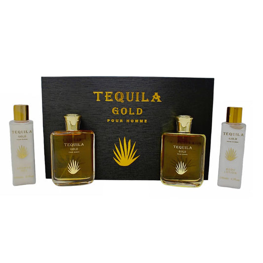 Bharara Tequila Gold Bath & Body Eau De Parfum 4 Pc Gift Set For Men